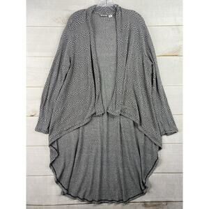 CATO Women’s Open Front Cardigan Sz XL Black White Geometric Stripe Draped Knit